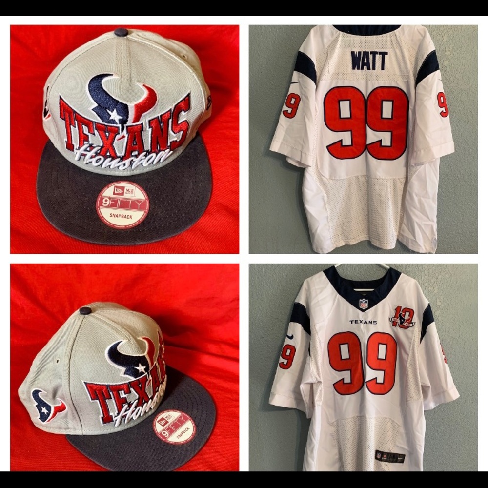 Men’s NFL Texans Watt Jersey With Hat (XXL)